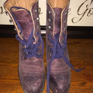 Purple, Leather ankle boots.
